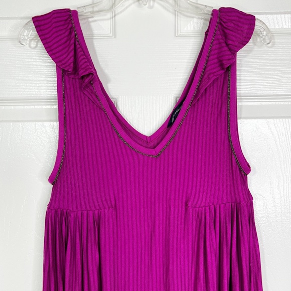 French Connection Deep V-Neck Ruffle Shoulders Babydoll Tank Top Women’s Sz M - Picture 3 of 8